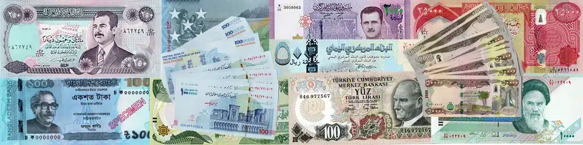 Collectible Banknotes - Iraqi Dinar, Iranian Rial, Syrian, Türkiye Currency Collection
